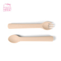 Eco Cups Biodegradable Dinner Kids Dinnerware Sets Custom Kitchen Kids Silicone Spoon Fork Cutlery Set